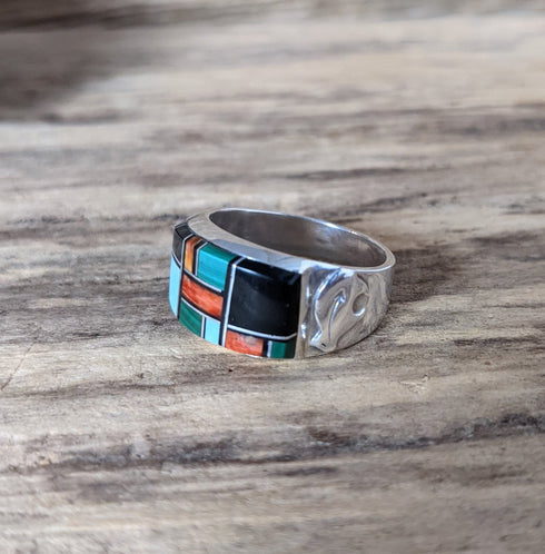 Multi Stone Inlay Ring - Size 10 1/4